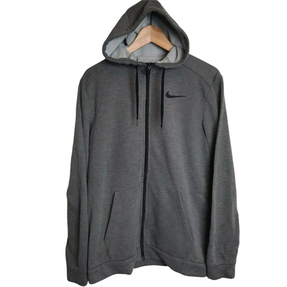 Nike Dri Fit Full Zip Hoodie Sweatshirt Gray Mens Size Medium M - Picture 1 of 9